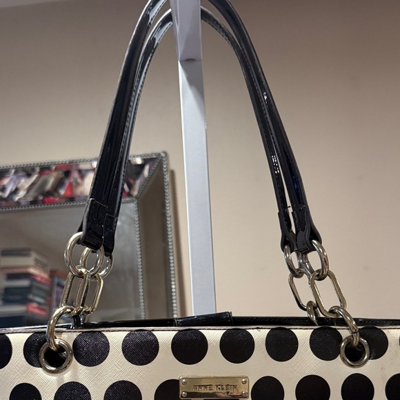 Anne Klein Polka Dot Tote Bag - Black and Cream - Picture 2 of 14